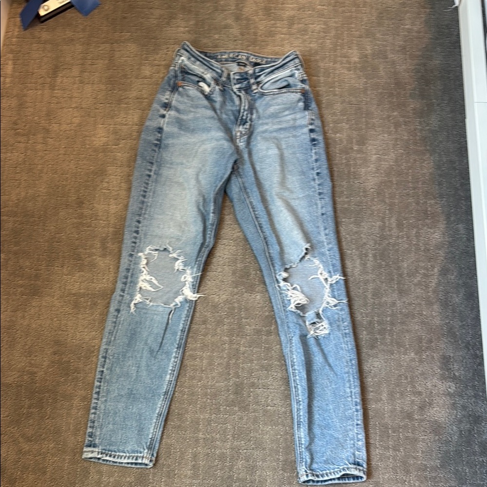 American Eagle By Payless Light Blue Distressed Skinny Jeans